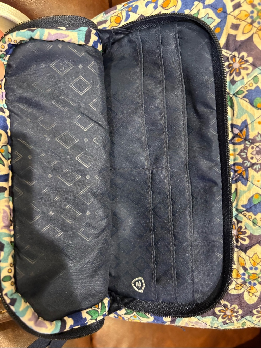 Vera Bradley Navy and Teal Floral Quilted Crossbody Bag - Picture 4 of 10